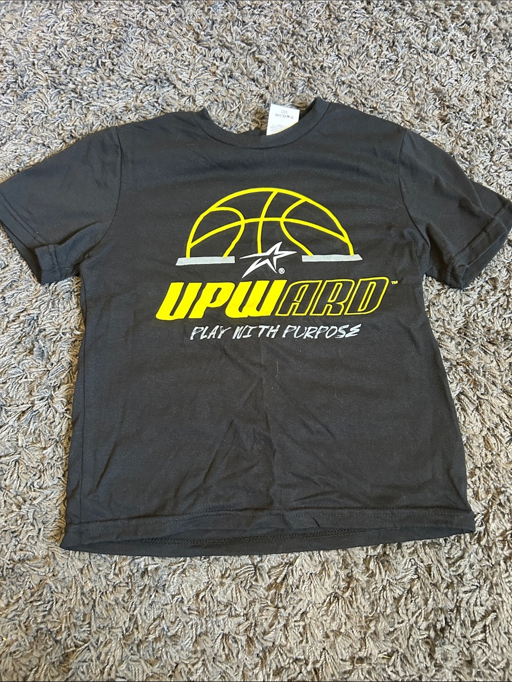 Augusta Sportswear Black Tee with Yellow Basketball Graphic